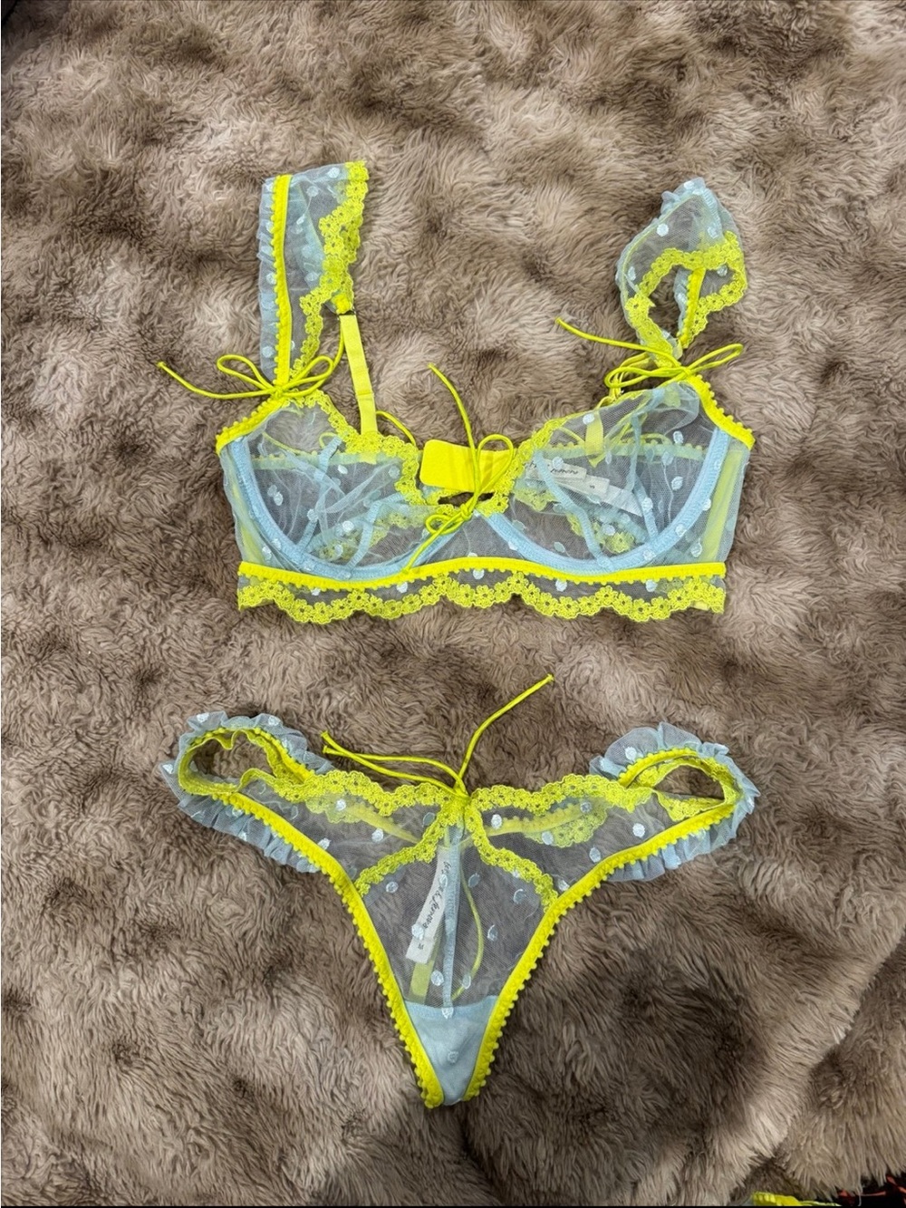 For Love & Lemons Neon Dottie bra and panty set NWOT - Picture 2 of 3